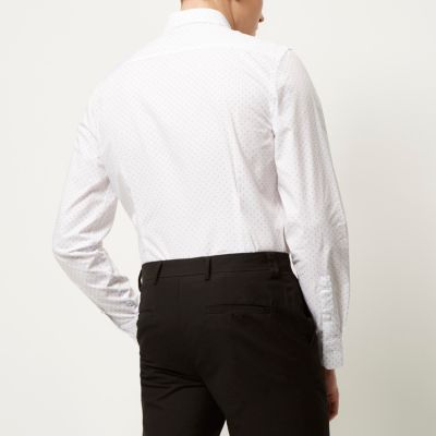 White dotty slim fit shirt
